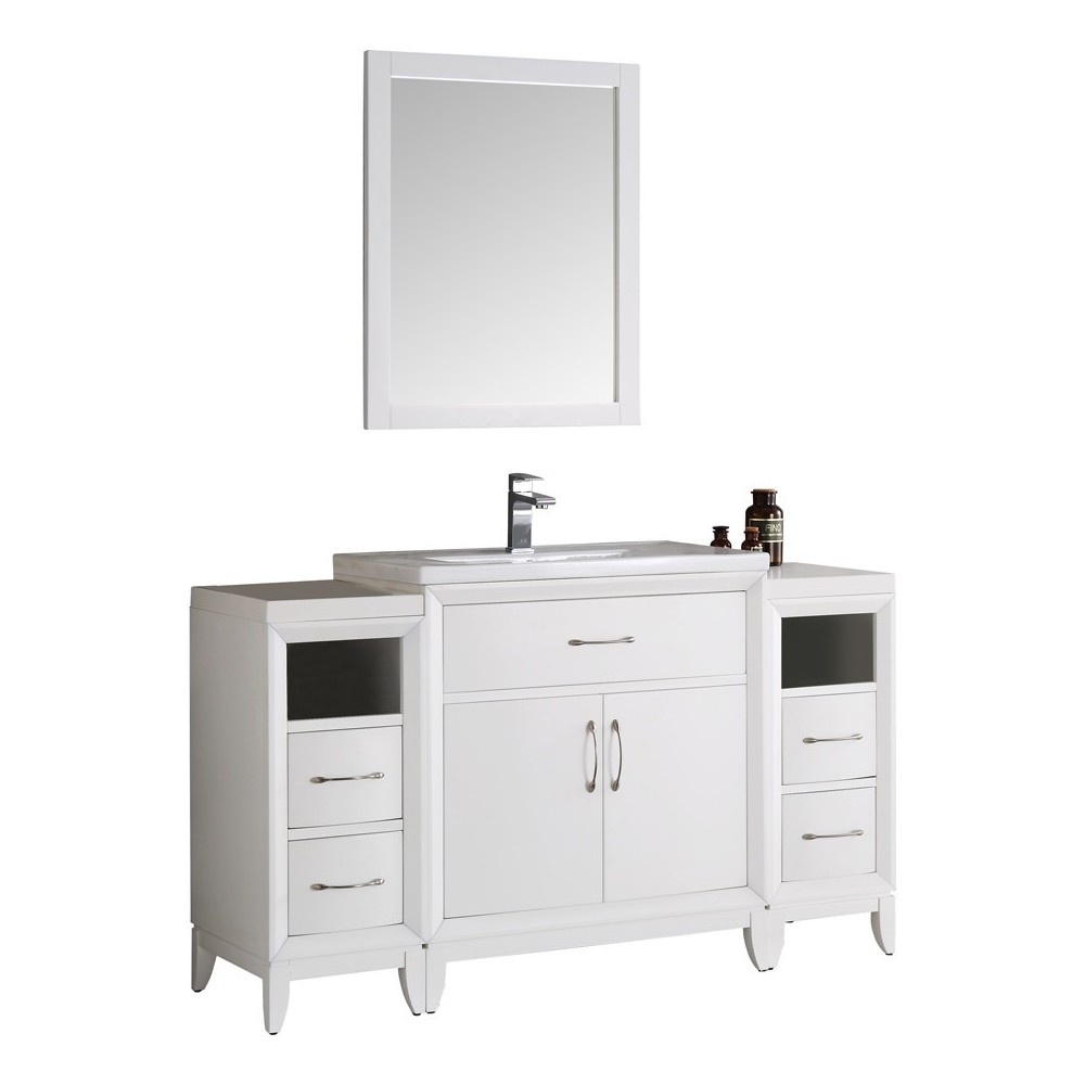 Fresca Cambridge 54" White Traditional Bathroom Vanity w/ Mirror