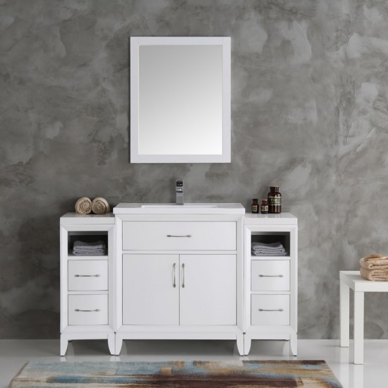 Fresca Cambridge 54" White Traditional Bathroom Vanity w/ Mirror