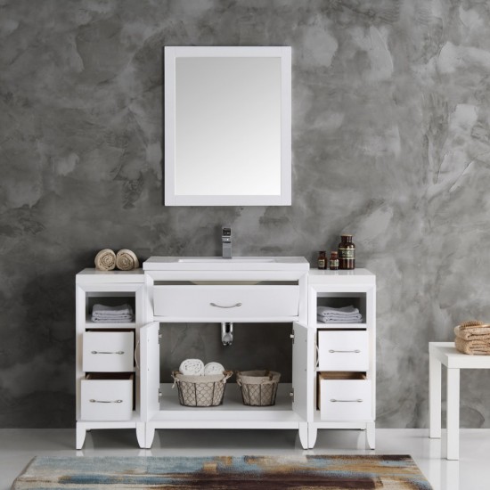 Fresca Cambridge 54" White Traditional Bathroom Vanity w/ Mirror