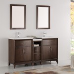 Cambridge 60" Antique Coffee Double Sink Traditional Bathroom Vanity w/ Mirrors