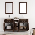 Cambridge 60" Antique Coffee Double Sink Traditional Bathroom Vanity w/ Mirrors