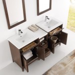 Cambridge 60" Antique Coffee Double Sink Traditional Bathroom Vanity w/ Mirrors