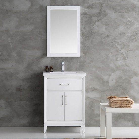 Fresca Cambridge 24" White Traditional Bathroom Vanity w/ Mirror