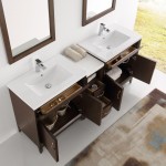 Cambridge 72" Antique Coffee Double Sink Traditional Bathroom Vanity w/ Mirrors