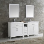 Fresca Cambridge 72" White Double Sink Traditional Bathroom Vanity w/ Mirrors