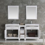 Fresca Cambridge 72" White Double Sink Traditional Bathroom Vanity w/ Mirrors