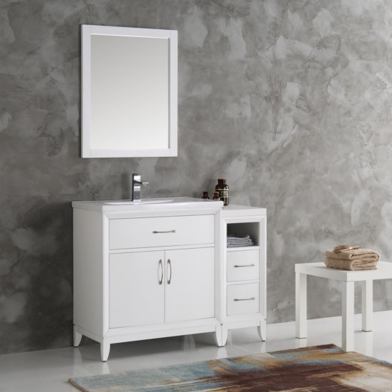 Fresca Cambridge 42" White Traditional Bathroom Vanity w/ Mirror