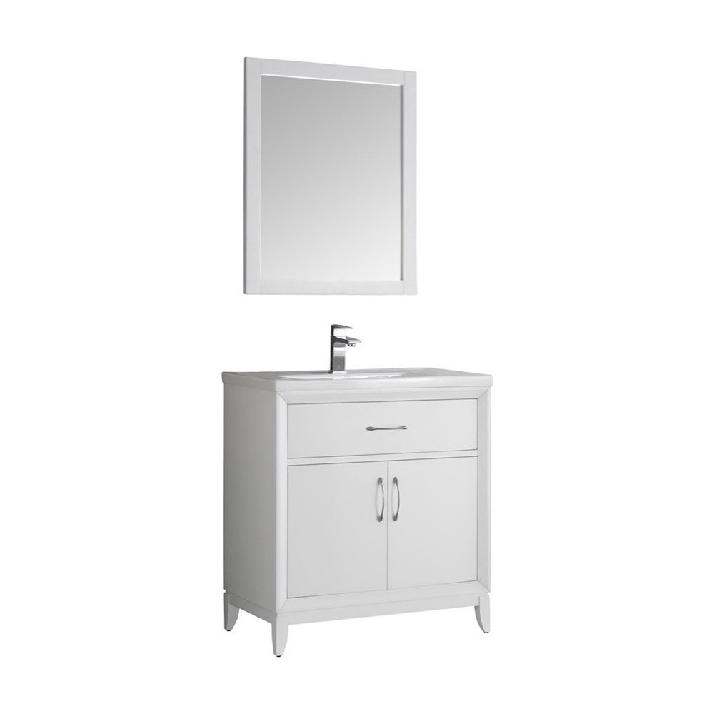 Fresca Cambridge 30" White Traditional Bathroom Vanity w/ Mirror