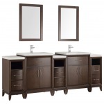 Cambridge 84" Antique Coffee Double Sink Traditional Bathroom Vanity w/ Mirrors