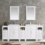 Fresca Cambridge 84" White Double Sink Traditional Bathroom Vanity w/ Mirrors