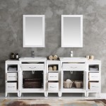 Fresca Cambridge 84" White Double Sink Traditional Bathroom Vanity w/ Mirrors