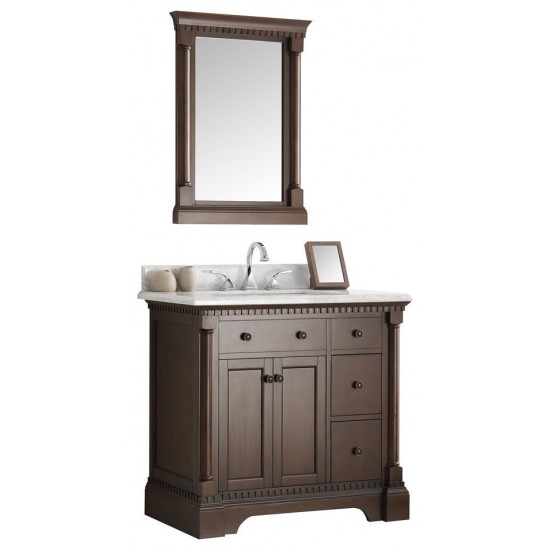 Fresca Kingston 37" Antique Coffee Traditional Bathroom Vanity w/ Mirror