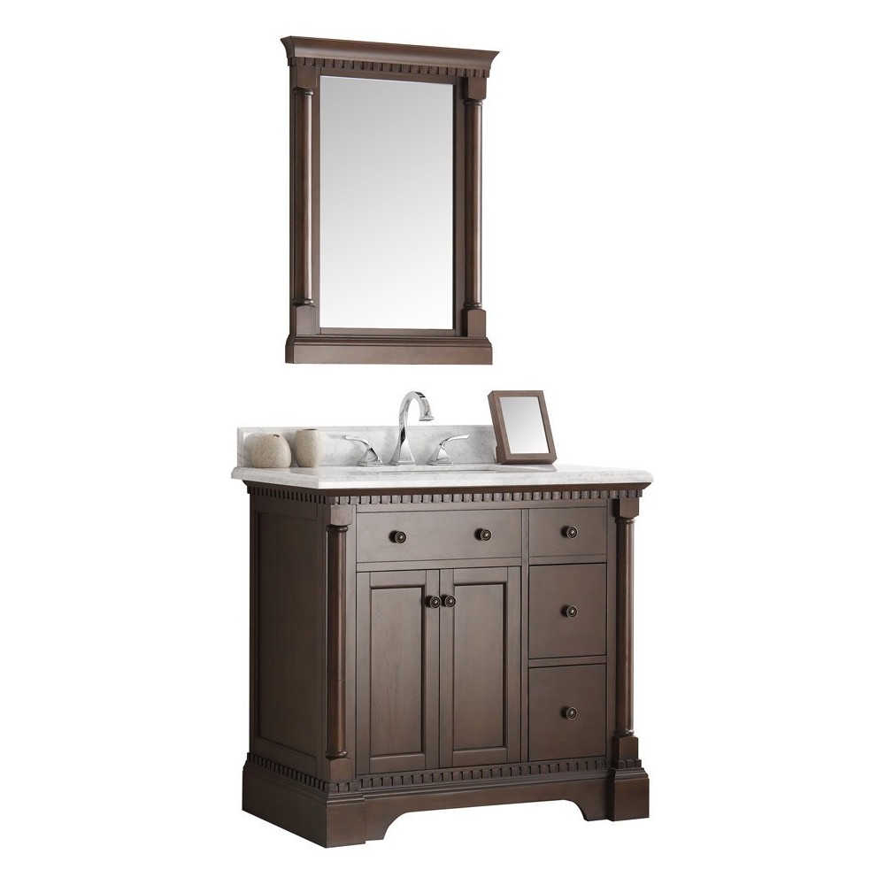 Fresca Kingston 37" Antique Coffee Traditional Bathroom Vanity w/ Mirror