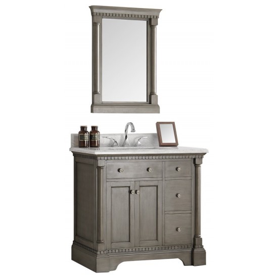 Fresca Kingston 37" Antique Silver Traditional Bathroom Vanity w/ Mirror