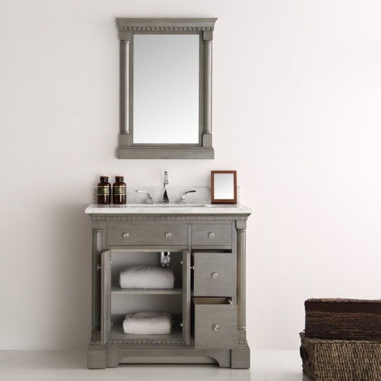 Fresca Kingston 37" Antique Silver Traditional Bathroom Vanity w/ Mirror