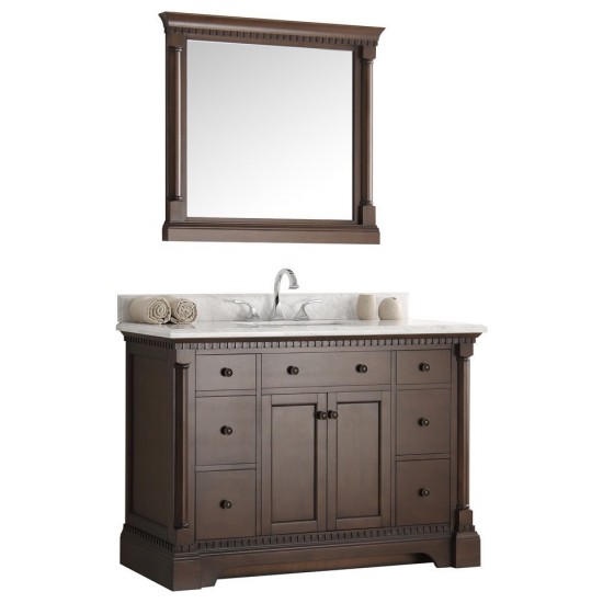 Fresca Kingston 49" Antique Coffee Traditional Bathroom Vanity w/ Mirror