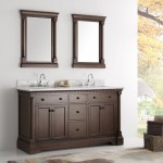 Kingston 61" Antique Coffee Double Sink Traditional Bathroom Vanity w/ Mirrors