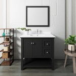 Fresca Manchester 36" Black Traditional Bathroom Vanity w/ Mirror