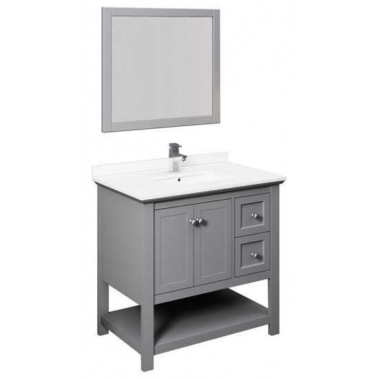 Fresca Manchester 36" Gray Traditional Bathroom Vanity w/ Mirror