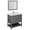 Manchester Regal 36" Gray Wood Veneer Traditional Bathroom Vanity w/ Mirror