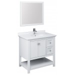 Fresca Manchester 36" White Traditional Bathroom Vanity w/ Mirror