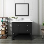 Fresca Manchester 42" Black Traditional Bathroom Vanity w/ Mirror