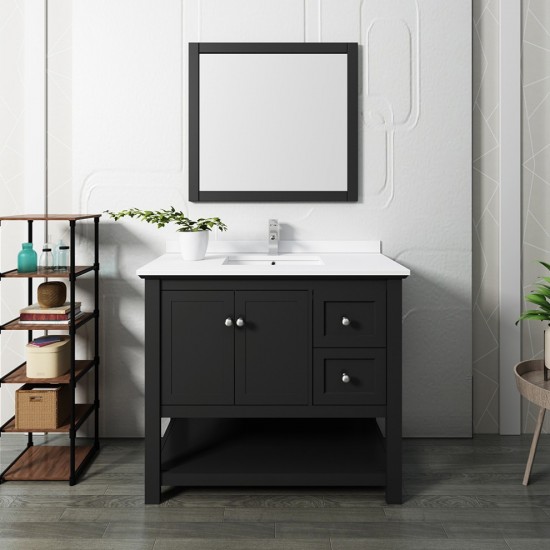 Fresca Manchester 42" Black Traditional Bathroom Vanity w/ Mirror