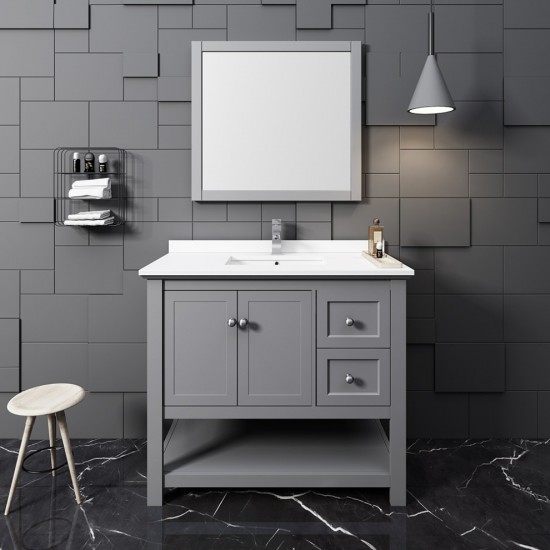 Fresca Manchester 42" Gray Traditional Bathroom Vanity w/ Mirror