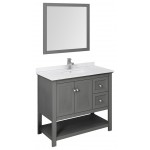 Manchester Regal 42" Gray Wood Veneer Traditional Bathroom Vanity w/ Mirror