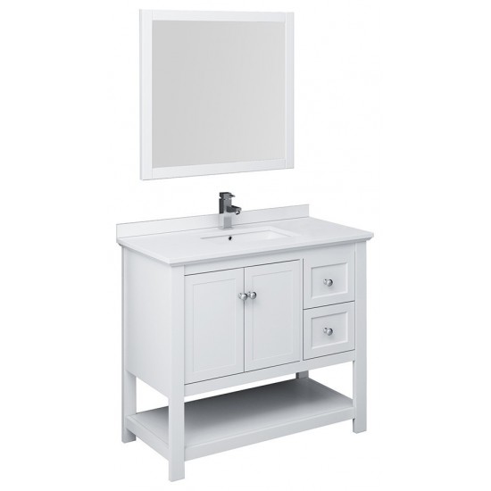 Fresca Manchester 42" White Traditional Bathroom Vanity w/ Mirror