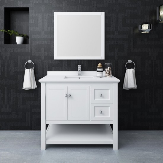 Fresca Manchester 42" White Traditional Bathroom Vanity w/ Mirror