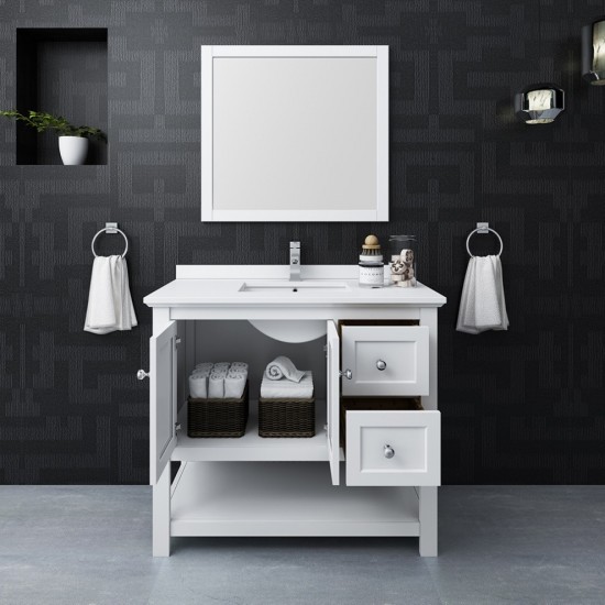 Fresca Manchester 42" White Traditional Bathroom Vanity w/ Mirror