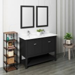 Fresca Manchester 48" Black Traditional Double Sink Bathroom Vanity w/ Mirrors