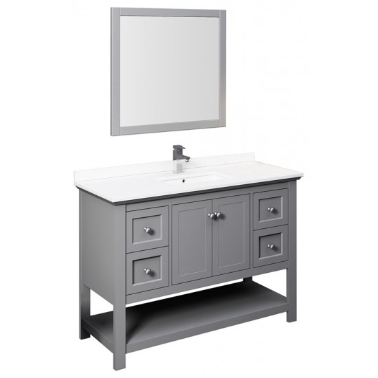 Fresca Manchester 48" Gray Traditional Bathroom Vanity w/ Mirror