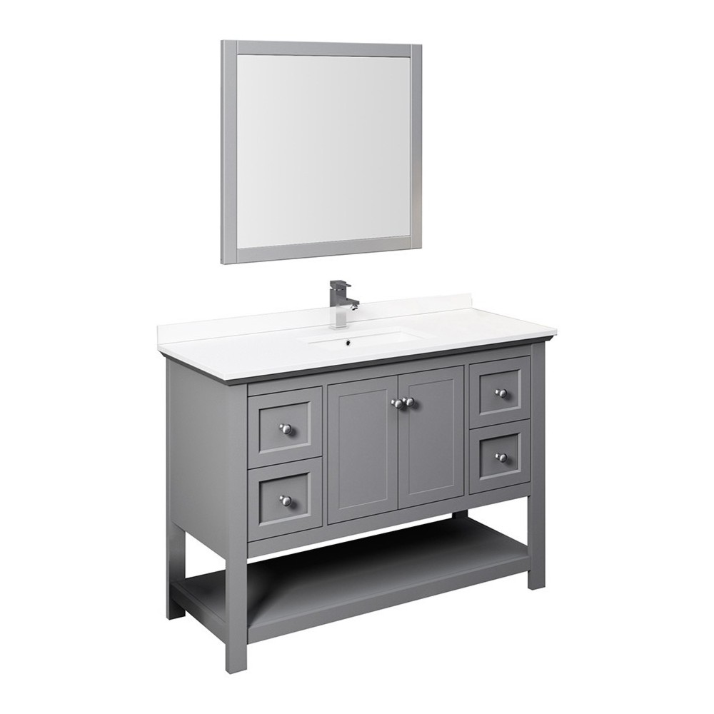 Fresca Manchester 48" Gray Traditional Bathroom Vanity w/ Mirror