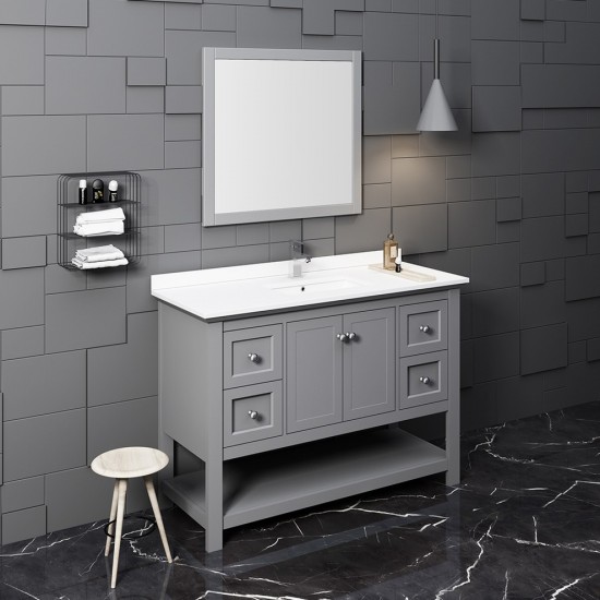 Fresca Manchester 48" Gray Traditional Bathroom Vanity w/ Mirror