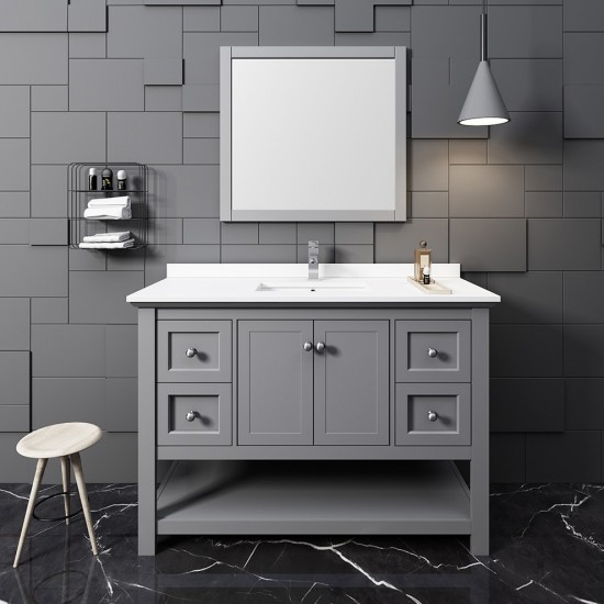 Fresca Manchester 48" Gray Traditional Bathroom Vanity w/ Mirror