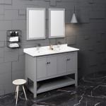 Fresca Manchester 48" Gray Traditional Double Sink Bathroom Vanity w/ Mirrors