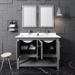 Fresca Manchester 48" Gray Traditional Double Sink Bathroom Vanity w/ Mirrors