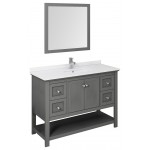 Manchester Regal 48" Gray Wood Veneer Traditional Bathroom Vanity w/ Mirror