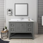 Manchester Regal 48" Gray Wood Veneer Traditional Bathroom Vanity w/ Mirror