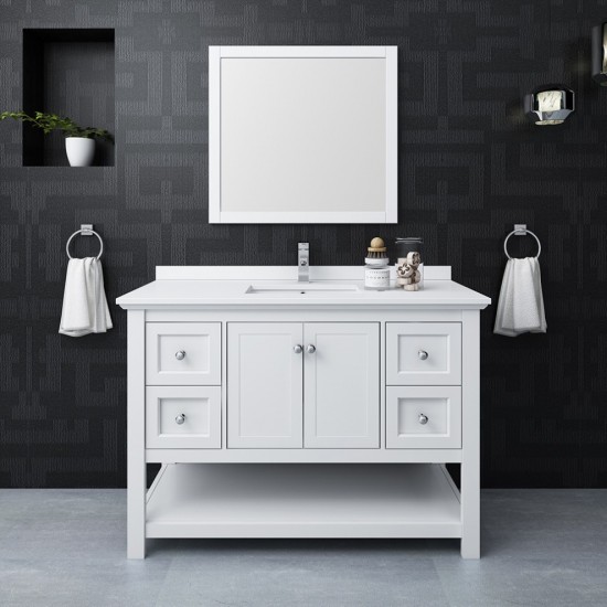 Fresca Manchester 48" White Traditional Bathroom Vanity w/ Mirror