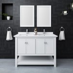 Fresca Manchester 48" White Traditional Double Sink Bathroom Vanity w/ Mirrors