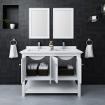 Fresca Manchester 48" White Traditional Double Sink Bathroom Vanity w/ Mirrors