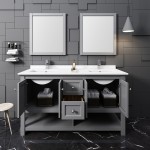 Fresca Manchester 60" Gray Traditional Double Sink Bathroom Vanity w/ Mirrors