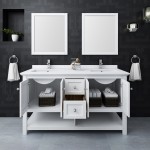 Fresca Manchester 60" White Traditional Double Sink Bathroom Vanity w/ Mirrors