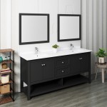 Fresca Manchester 72" Black Traditional Double Sink Bathroom Vanity w/ Mirrors