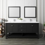 Fresca Manchester 72" Black Traditional Double Sink Bathroom Vanity w/ Mirrors