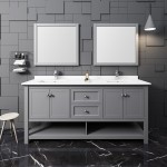 Fresca Manchester 72" Gray Traditional Double Sink Bathroom Vanity w/ Mirrors