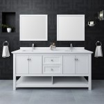 Fresca Manchester 72" White Traditional Double Sink Bathroom Vanity w/ Mirrors